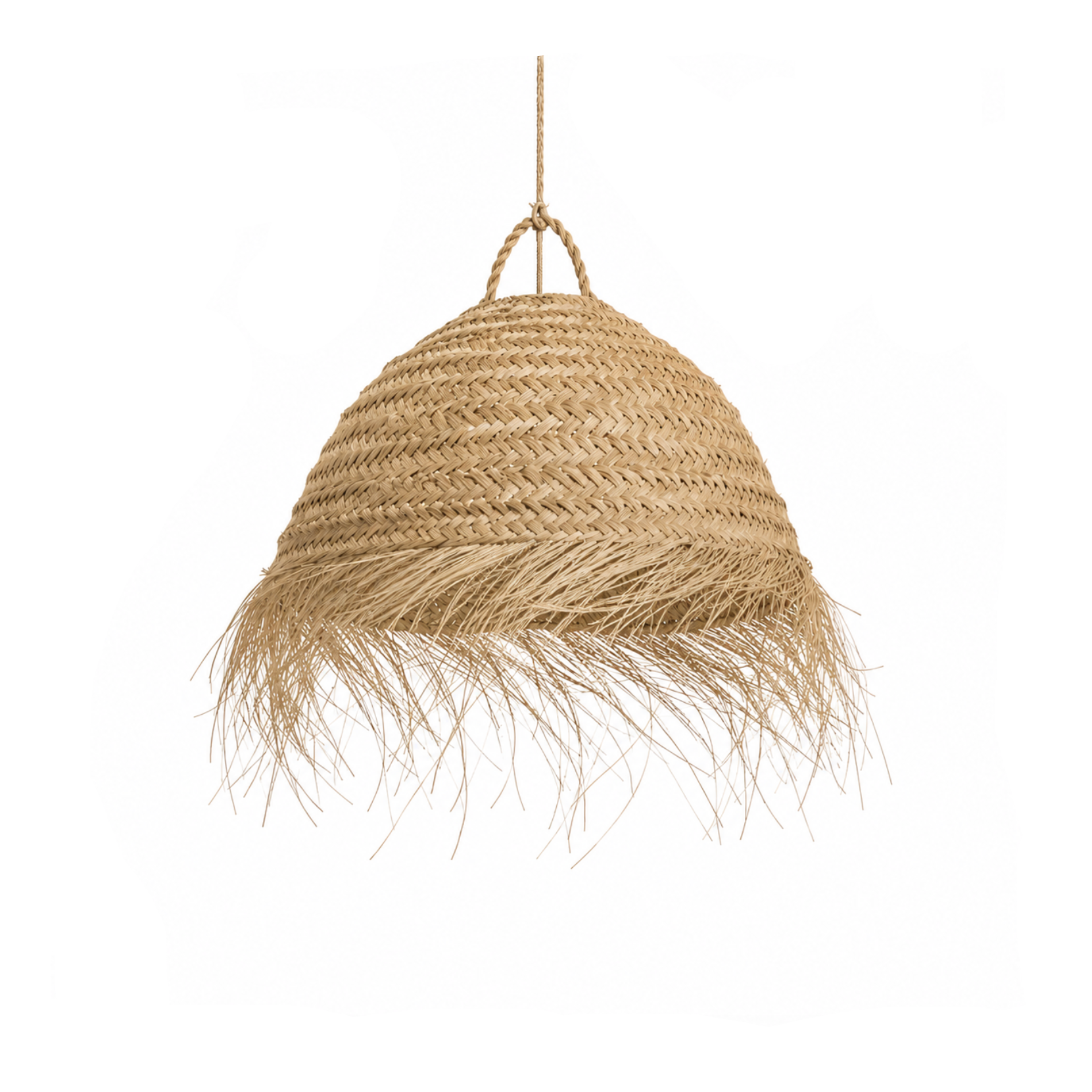 Rokdarbos pīta bambusa griestu lampa modernā rustic stilā ar plašu, kupolveida kupolu virtuvei
