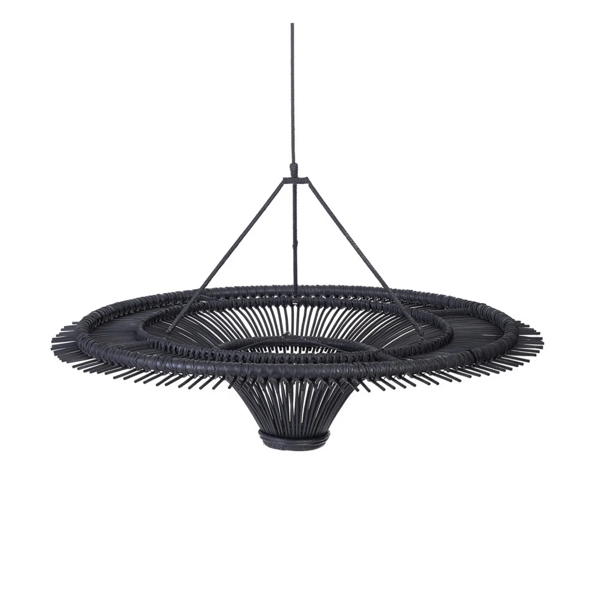 Melns Rotanga Abažūrs - MAZAIS RATS 110 cm attēls 1