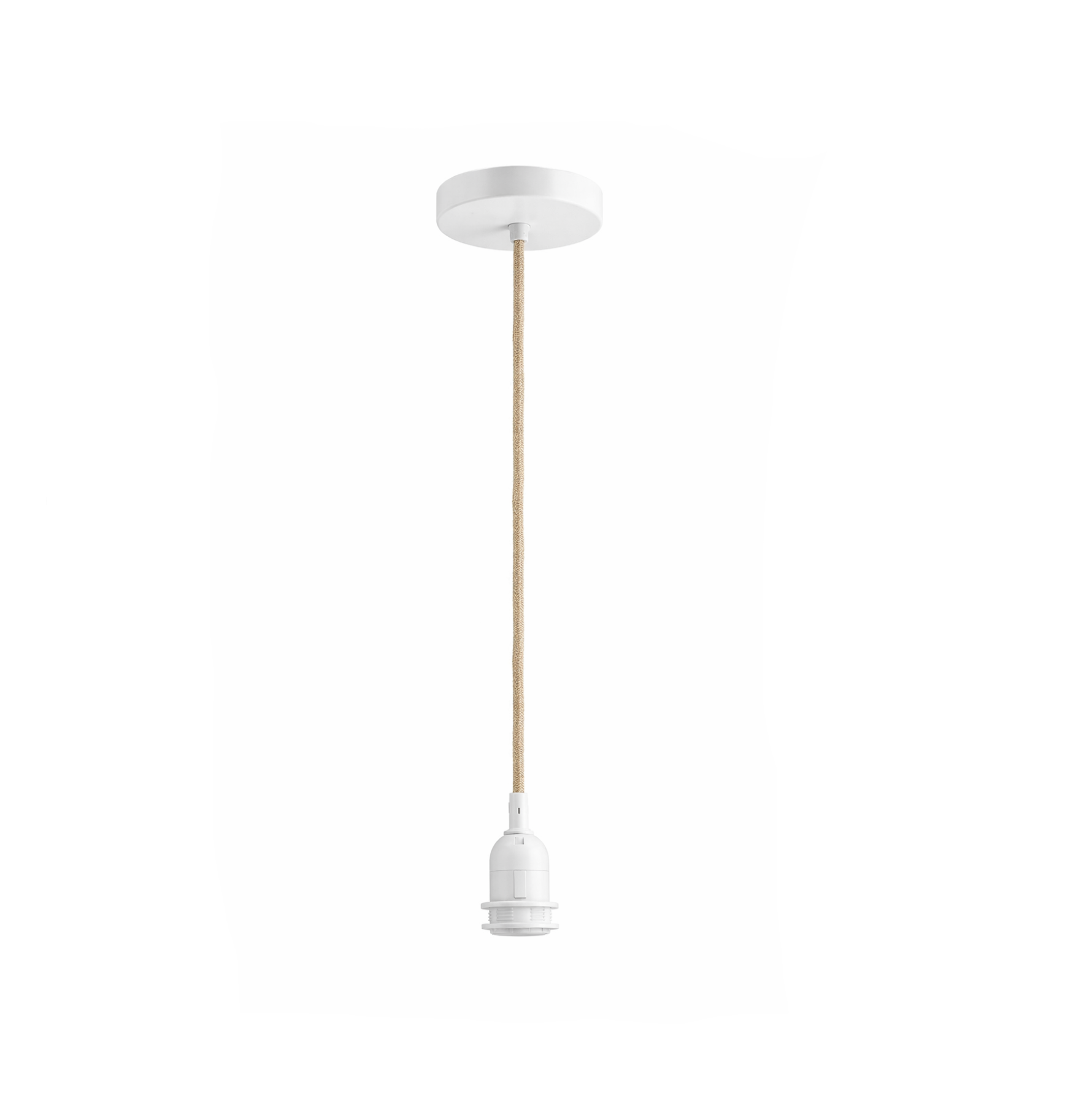 PītasLampas griestu lampa: balta rozete, tekstila vads, patrona