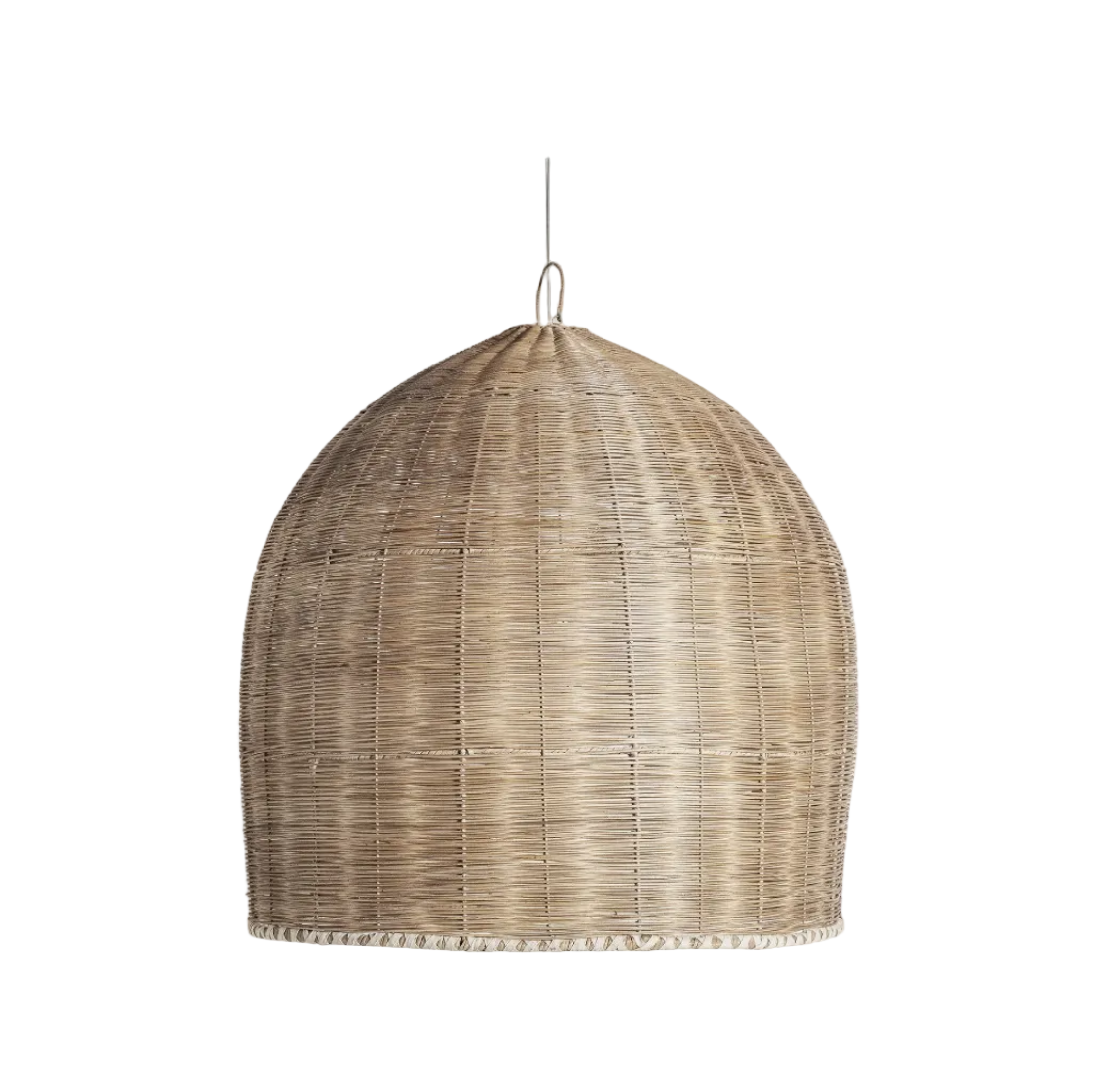 Rokdarbu pīta griestu lampa no bambusa ar ažūru pinumu, minimālistisks modern rustic stils viesistabai