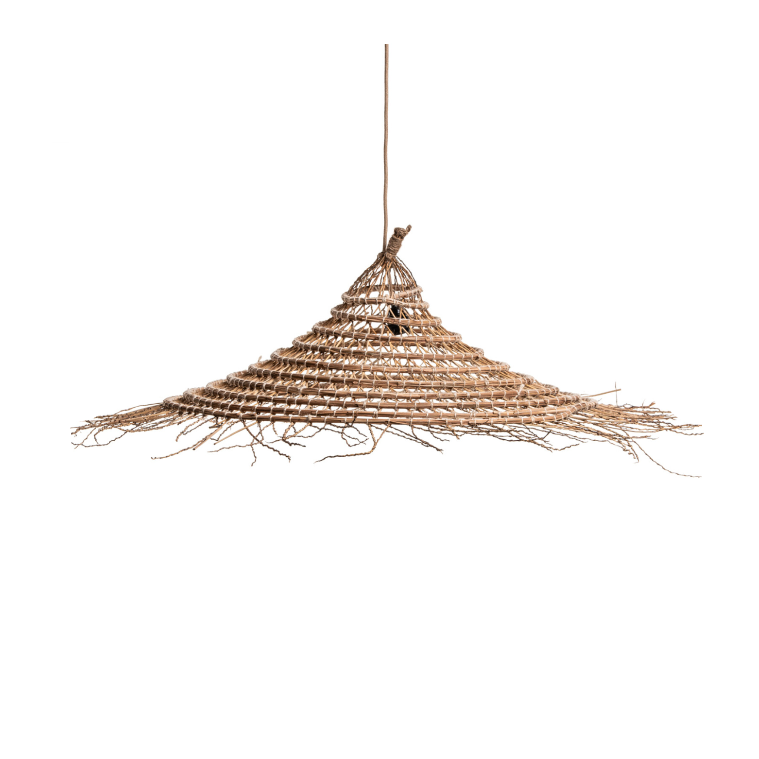 PītasLampas griestu lampa no niedrēm, koniska forma ar bārkstīm