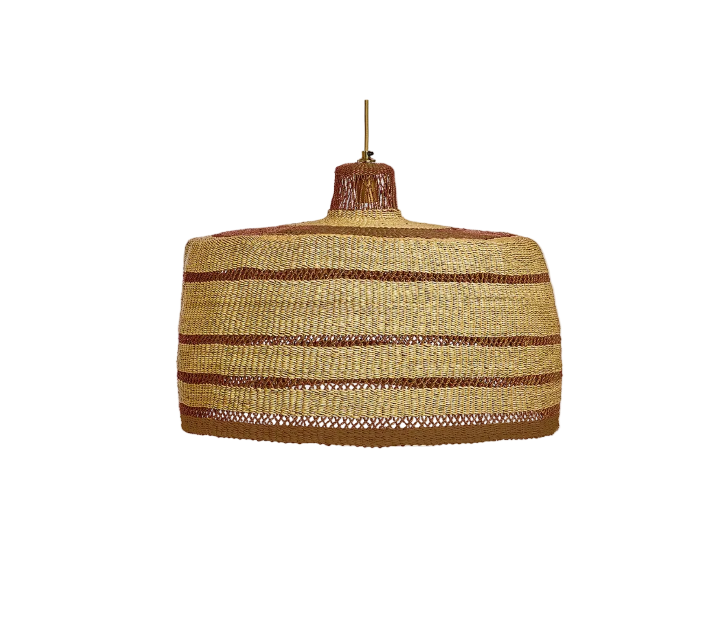 PītasLampas griestu lampa, cilindriska, niedres, brūnas svītras.