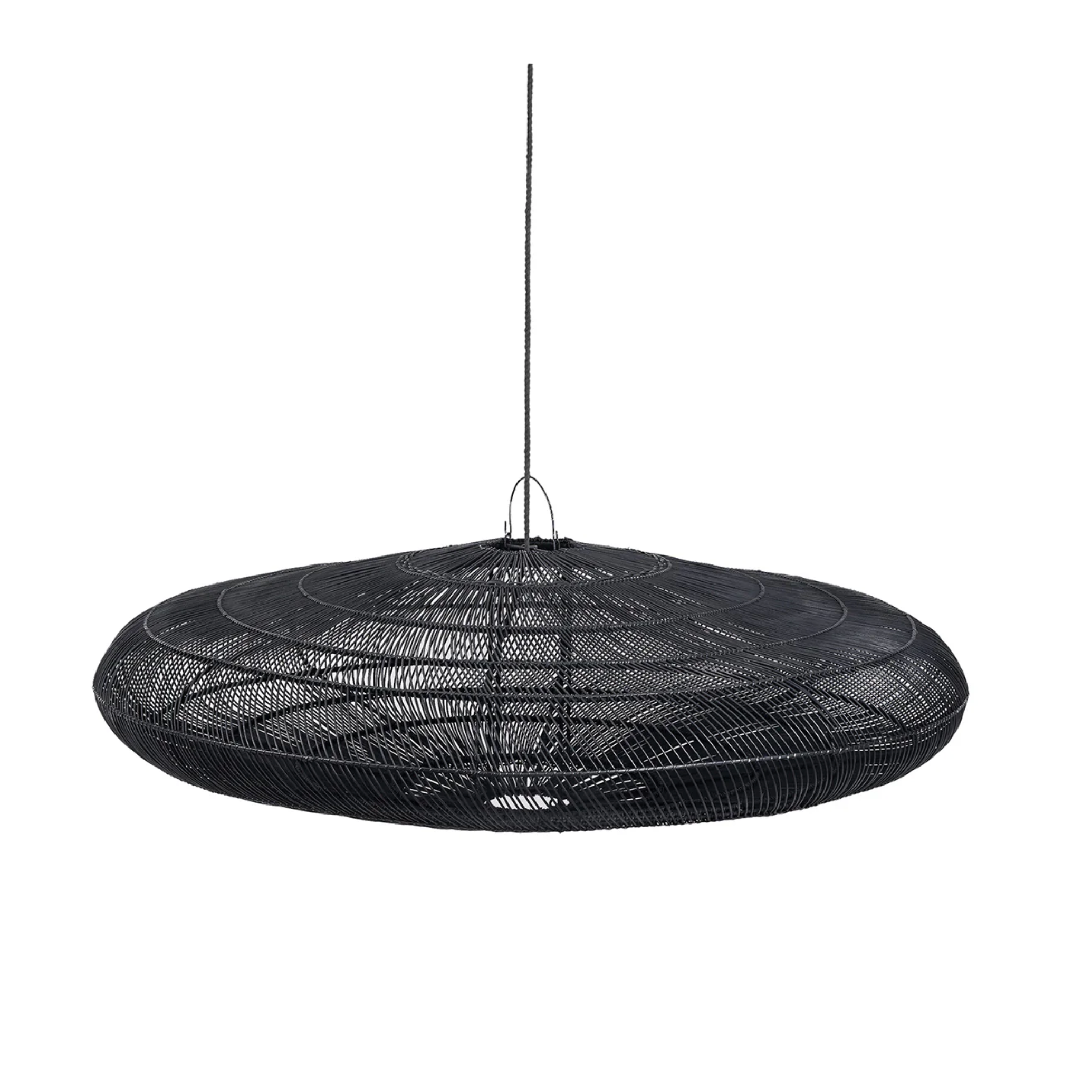 Rokdarbu pīta griestu lampa no bambusa ar modernu rustic formu viesistabai